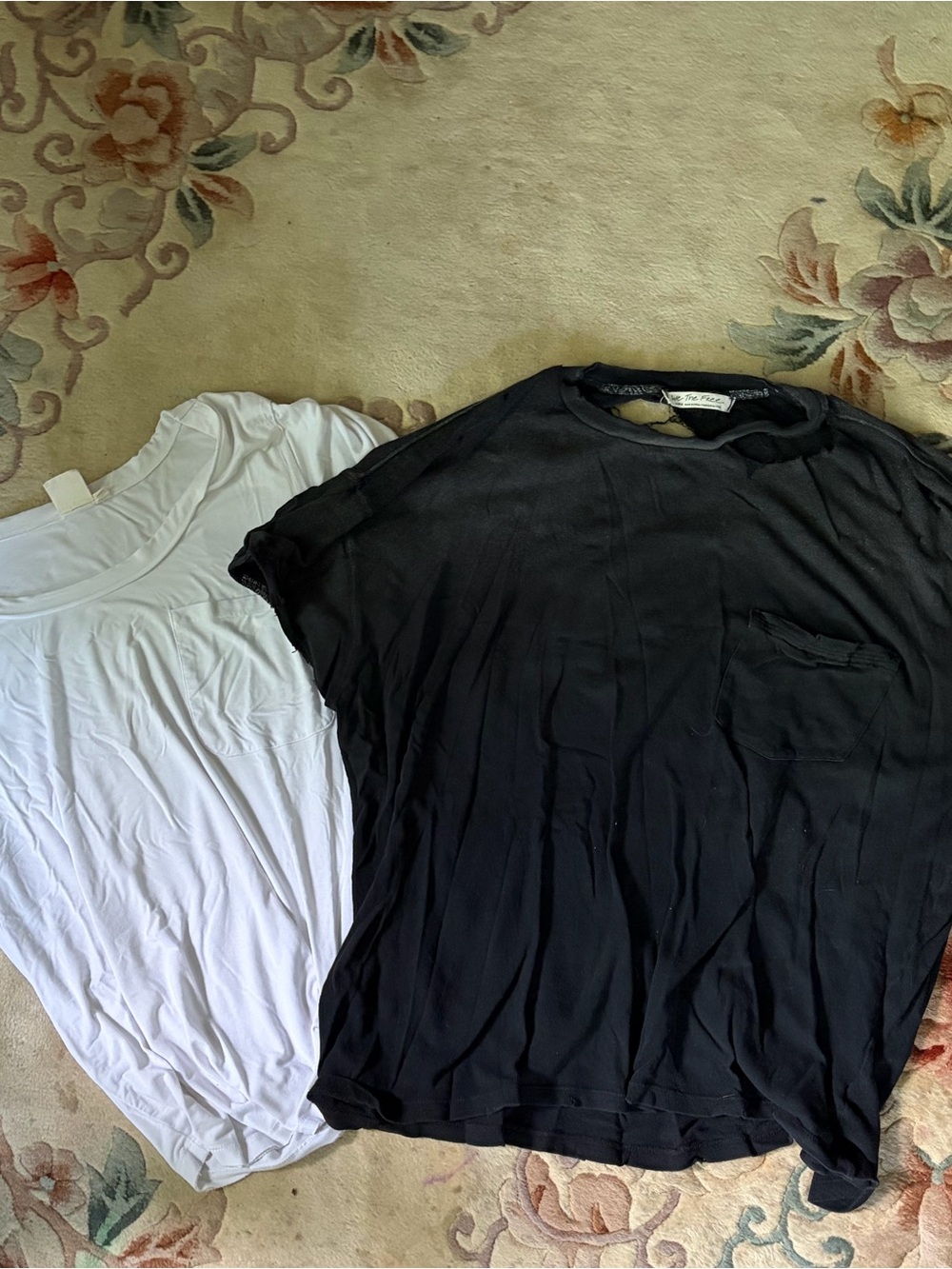 Free People We The Free + White Crow Tee Bundle | Pocket T-Shirts | Black&White
